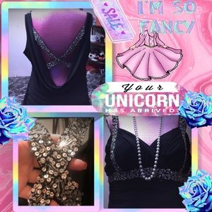 Betsy & Adams Crisscross Strapped Glitter Rhinestones Black Dress Low Back 18W